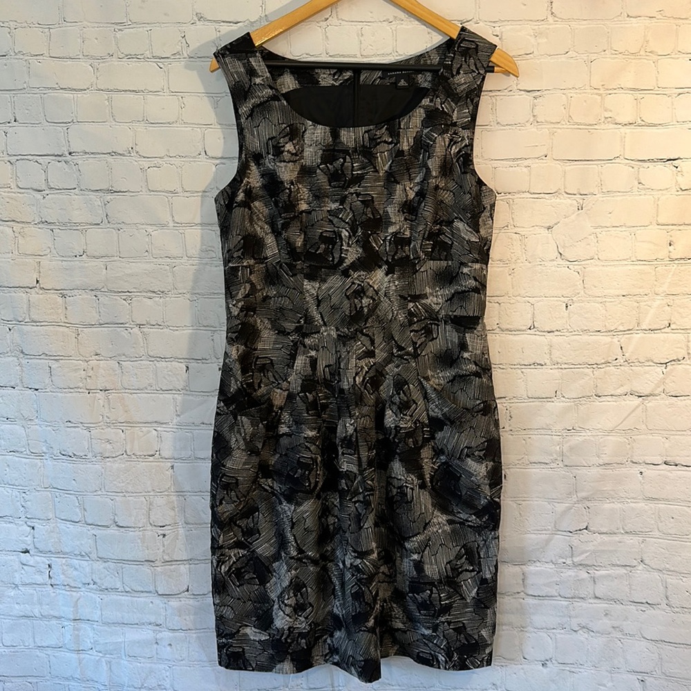 Banana Republic Black and Gray Patterned Dress